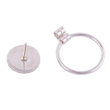 Load image into Gallery viewer, NOVICA Obsidian .925 Sterling Silver Drop Earrings 'Sweet Rings'
