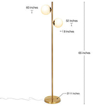 Load image into Gallery viewer, Brightech Sphere - Mid Century Modern 2 Globe Floor Lamp for Living Room Bright Lighting - Contemporary LED Standing Light for Bedrooms &amp; Offices - Gold/Antique Brass Indoor Pole Light

