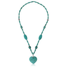 Load image into Gallery viewer, Gem Stone King 24inches Simulated Turquoise Howlite Necklace with Heart Shape Pendant &amp; Earring Set
