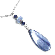 Load image into Gallery viewer, Ice Blue Kyanite Flat Teardrop Chain Necklace Sterling Silver or Gold-Filled
