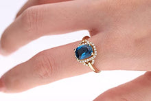 Load image into Gallery viewer, Gin &amp; Grace 10K Yellow Gold Genuine London Blue Topaz Ring with Diamonds for women | Ethically, authentically &amp; organically sourced (Cushion-cut) shaped London Blue Topaz hand-crafted jewelry for her | London Blue Topaz Ring for women
