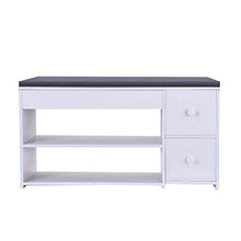 Load image into Gallery viewer, 2 Tier Shoe Rack Bench with Cushion &amp; 2 Drawer, shamoluotuo Shoe Organizer Sponge Padded Seat, Entryway Seat Storage Shelf, Storage Cabinet Hallway Furniture, Storage Stool for Home Entryway (White)
