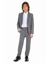 Load image into Gallery viewer, Calvin Klein Boys' Long Sleeve Sateen Dress Shirt, Style with Buttoned Cuffs &amp; Shirttail Hem, White, 6
