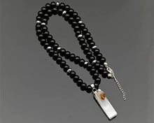 Load image into Gallery viewer, ElisaJewelryArt - Natural Raw Selenite With Citrine Crystal Beaded Necklace Genuine Black Onyx Gemstone Creativity Stone Clasp Closure Necklace Unisex Necklace (22, Citrine)
