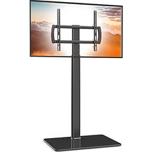 Load image into Gallery viewer, Universal Floor TV Stand with Mount 80 Degree Swivel Height Adjustable and Space Saving Design for Most 27 to 65 inch LCD, LED OLED TVs, Perfect for Corner &amp; Bedroom HT1002B
