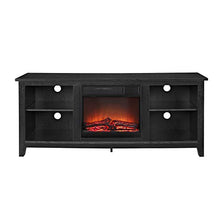 Load image into Gallery viewer, Walker Edison Wood 58" Fireplace Console | Flat-panel TV's up to 64" | 4 Storage Shelves | Black
