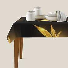 Load image into Gallery viewer, Golden Cannabis Print Rectangle Tablecloth - 54"X72" Inch - Stain &amp; Waterproof &amp; Wrinkle Resistant Washable Polyester Tablecloth, for Buffet Parties, Wedding and Camping
