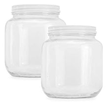 Load image into Gallery viewer, Clear Half Gallon Wide-mouth Glass Jars (2-Pack), 64-Ounce / 2-Quart Capacity with Metal Lids, BPA-Free
