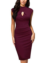 Load image into Gallery viewer, Miusol Women's Business Slim Style Ruffle Work Pencil Dress(Small,B-Wine)
