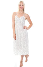 Load image into Gallery viewer, Alexander Del Rossa Womens 100% Cotton Lawn Nightgown, Spaghetti Strap Sleep Dress, Large Beige Cream Filigree (A0587V85LG)
