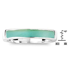 Load image into Gallery viewer, AeraVida Rectangular Bar Reconstructed Green Turquoise Stone Inlay Sterling Silver Ring (9)
