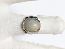 Load image into Gallery viewer, Opal Men Ring Natural Ethiopian Opal Ring 12x16 mm Oval 9 Ct Opal Statement Ring Heavy Silver Opal Men's Ring Sterling Silver Opal Ring Large Opal Statement Ring
