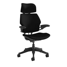 Load image into Gallery viewer, Humanscale Freedom Task Chair with Headrest | Graphite Frame, Corde 4 Black Fabric Seat | Height-Adjustable Duron Arms | Standard Foam Seat, Hard Casters, and 5" Cylinder
