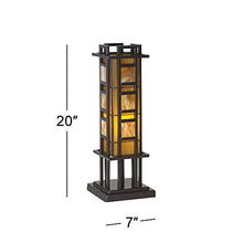 Load image into Gallery viewer, Prairie Mission Antique Accent Table Lamp Bronze Iron Column Amber Stained Glass for Living Room Family Bedroom Office - Robert Louis Tiffany
