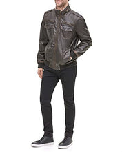 Load image into Gallery viewer, Levi's Men's Faux Leather Sherpa Aviator Bomber Jacket, Dark Brown, Large
