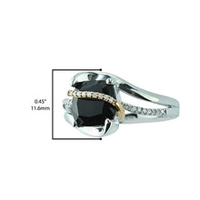 Load image into Gallery viewer, Heartland By Beverley Mitchell 10K Rose Gold with .925 Sterling Silver Cushion Cut Black Onyx &amp; Diamond Accented Faux Bypass Statement Ring (H-I Color, I2-I3 Clarity) - Size 7
