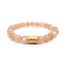 Load image into Gallery viewer, Morchic Orange Moonstone Crystal Gem Semi Precious Womens Girls Stretch Bracelet, Real Natural Sunstone Gemstone Beads 8mm Classic Simple Design Birthday Gift Birthstone 7.5 Inch
