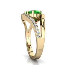 Load image into Gallery viewer, 14K Yellow Gold Emerald and Diamond Pear Nestled Heart Keepsake Ring - Size 8.5
