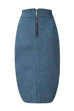 Load image into Gallery viewer, Bellivera Womens Faux Suede Leather Pencil Skirt, Fall Casual Midi Skirts for Women, Summer Hip Wrapped Back Split FF21 Blue XL
