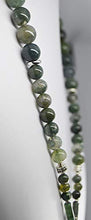 Load image into Gallery viewer, Moss Agate jewelry beaded pendant necklace set handcrafted one of a kind peace signs 25" long
