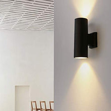 Load image into Gallery viewer, Wen long shop Nordic Waterproof Outdoor Wall lamp, LED Bedroom Bedside Aisle Double Wall Light, Modern Minimalist Style Aluminum Metal Wall Lamp,Black
