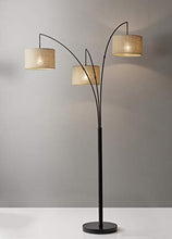 Load image into Gallery viewer, Adesso 4238-26 Trinity Arc Floor Lamp Antique Bronze FinisH, Beige Burlap Lamp. Home Decor Lamps and Light Fixtures, 82",3 Arm
