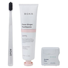 Load image into Gallery viewer, Boka Classic Kit with Nano-Hydroxyapatite for Remineralizing and Sensitivity, Fluoride-Free (Includes Coco Ginger Toothpaste 4oz, Ela Mint Floss 30 Yards, Classic Toothbrush White)

