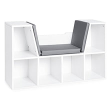 Load image into Gallery viewer, Best Choice Products Multi-Purpose 6-Cubby Kids Bedroom Storage Organizer Bookcases Shelf Furniture Decoration w/Cushioned Reading Nook, White
