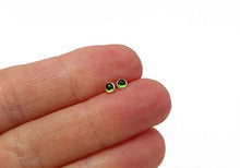 Load image into Gallery viewer, Chrome Diopside Stud Earrings, Tiny 3mm Green Studs in Sterling Silver
