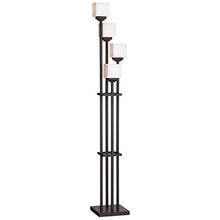 Load image into Gallery viewer, Light Tree Mission Torchiere Floor Lamp 4-Light Bronze Iron Square-Sided White Glass Shades for Living Room Bedroom - Franklin Iron Works
