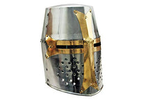 Load image into Gallery viewer, Szco Supplies 14” Decorative Barrel Brass Helm Crusader Helmet
