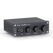 Load image into Gallery viewer, Fosi Audio Q4 - Mini Stereo Gaming DAC &amp; Headphone Amplifier, 24-Bit/192 KHz USB/Optical/Coaxial to RCA AUX, Digital-to-Analog Audio Converter Adapter for Home/Desktop Powered/Active Speakers - Black
