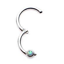 Load image into Gallery viewer, 16G Opal Centered Stainless Steel Hinged Segment Ring for Septum, Nostril, Lip, and Ear Piercings (5/16" - Rainbow)
