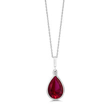 Load image into Gallery viewer, Gem Stone King 925 Sterling Silver Red Created Ruby Pendant Necklace 9.10 Ct Pear Shape with 18 Inch Silver Chain
