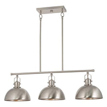 Load image into Gallery viewer, Kira Home Belle 34" 3-Light Modern Industrial Kitchen Island Light, Dome Shades + Swivel Joints, Brushed Nickel Finish
