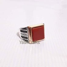 Load image into Gallery viewer, Natural Red Onyx Men's Ring, Solid 925 Sterling Silver Jewelry, Square Red Onyx Gemstone Ring, Handcrafted Silver Wedding Ring, Square Gemstone, Red Onyx Ring, Black Zircon Ring, Unisex Ring
