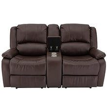 Load image into Gallery viewer, RecPro Charles Collection | 67" Double Recliner RV Sofa &amp; Console | RV Zero Wall Loveseat | Wall Hugger Recliner | RV Theater Seating | RV Furniture | RV Living Room (Slideout) Furniture | Mahogany
