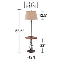 Load image into Gallery viewer, Rustic Floor Lamp with Table Wood Twisted Iron Base Linen Empire Shade for Living Room Reading Bedroom - Franklin Iron Works
