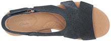 Load image into Gallery viewer, Clarks Women's Giselle Bay Wedge Sandal, Navy Suede, 8
