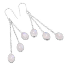 Load image into Gallery viewer, Silver Palace Sterling Silver Handmade and Natural Rainbow Moonstone Earring for Womens and Girls
