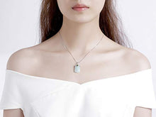 Load image into Gallery viewer, Jade Pendant Necklace Charm Jade Clasp Fashion and Elegant Jewelry Necklace for Women, Sterling Silver 18" Chain(Square shape)
