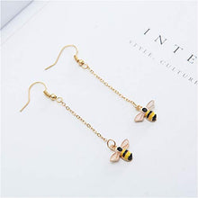 Load image into Gallery viewer, Tiny Cute Gold Bee Pendant Necklace and Earrings Jewelry Set, ALUOR Fashion Charm Crystal Rhinestone Enamel Honeybee Bumble Bee Pendant Jewelry Women Girl Gifts (Yellow)
