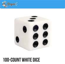 Load image into Gallery viewer, Regal Games - 6-Sided Urea Game Dice Set - Standard 16mm Size - 100 Count - White - Perfect for Group Events, Bulk Buying
