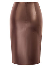 Load image into Gallery viewer, LIUMILAC Black Leather Skirt for Women High Waist Wrap Pencil Skirt Dating Party Skirt S
