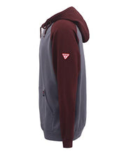 Load image into Gallery viewer, TICOMELA FR Sweatshirt FR Hoodie Pullover Shirts 7.5oz Lightweight Two Tone Gray/Maroon Flame Resistant Hooded Shirts
