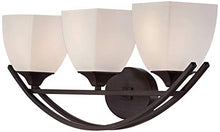 Load image into Gallery viewer, Jenisen Arch Modern Farmhouse Wall Light Bronze Hardwired 29" Wide 3-Light Fixture White Glass Shades for Bathroom Vanity Mirror - Franklin Iron Works
