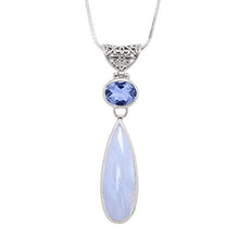 Load image into Gallery viewer, Silpada 'Paradise Found' Natural Blue Lace Agate and Quartz Pendant Necklace in Sterling Silver, 18" + 2"
