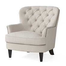 Load image into Gallery viewer, Great Deal Furniture Alfred Fabric Club Chair, Natural with Ottoman
