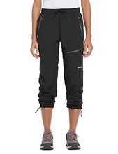 Load image into Gallery viewer, BALEAF Women's Hiking Cargo Pants Outdoor Lightweight Capris Water Resistant UPF 50 Zipper Pockets Black Size M
