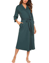 Load image into Gallery viewer, MAXMODA Women Cotton Robes Lightweight Robe Long Knit Bathrobe Soft Sleepwear(Dark Green,L)

